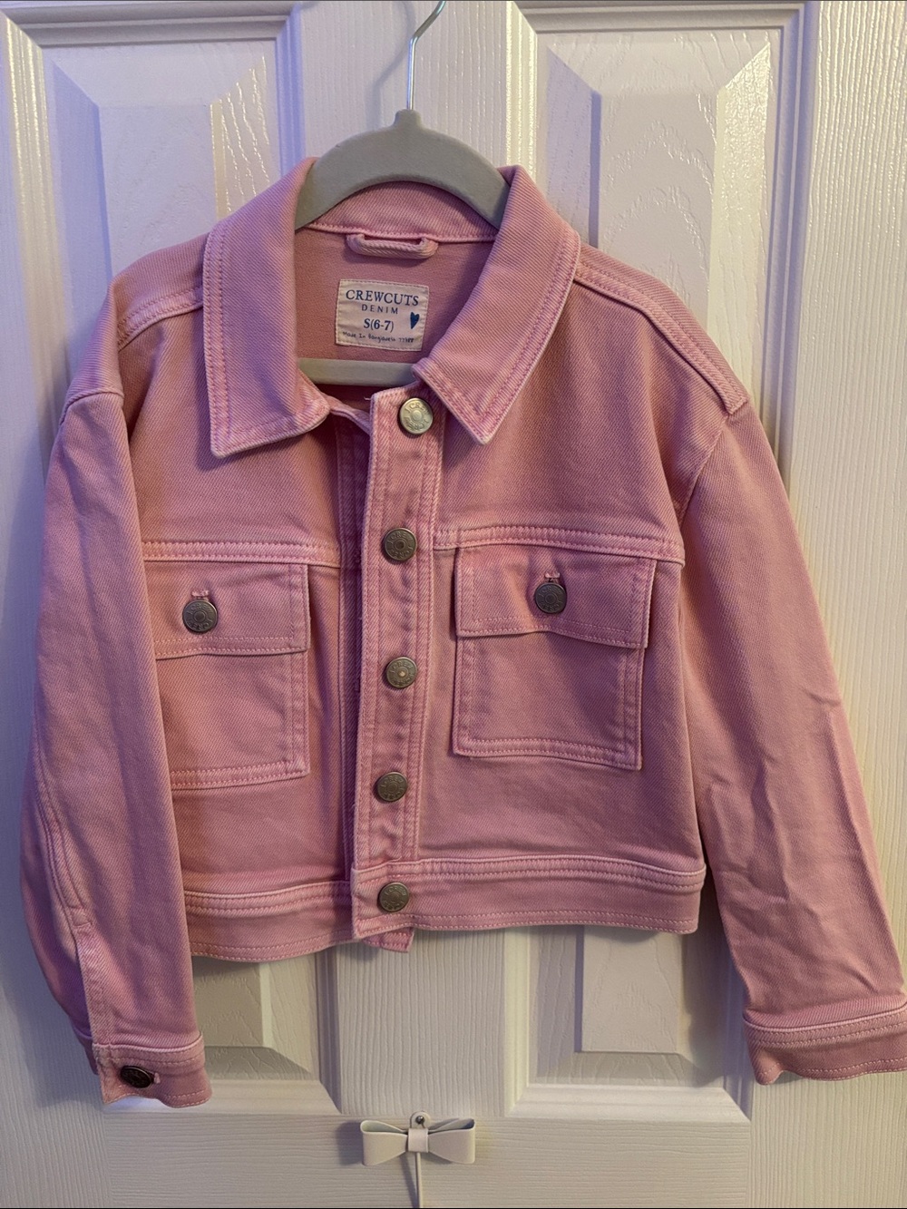 Crewcuts Girls' Cropped Pink Denim Jean Jacket - Small (6/7)